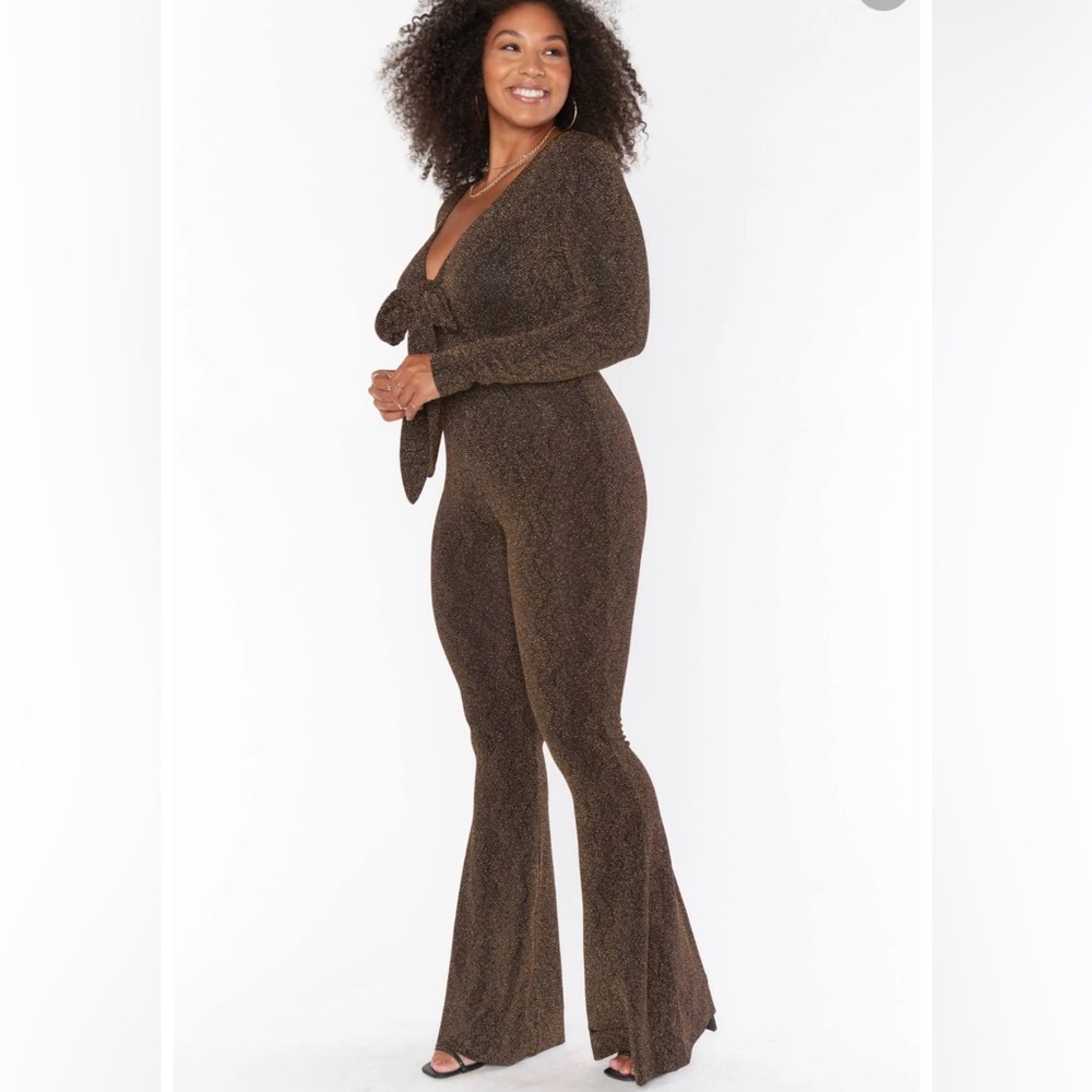 Show Me Your Mumu Martina Jumpsuit Brown Sparkle